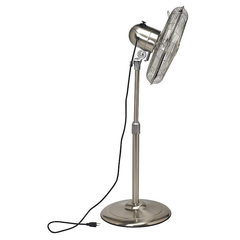 DecoBreeze DBF0439 17 Inch Brushed Stainless Steel Indoor Floor Fan, Silver