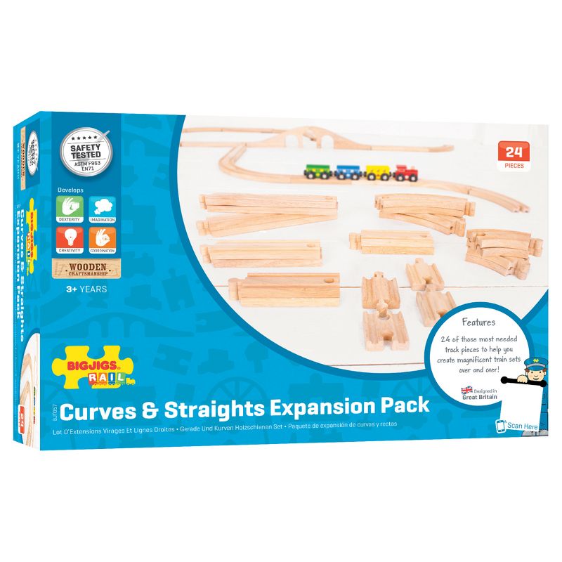 Bigjigs Rail Curves & Straights Expansion Pack Wooden Railway Train Track