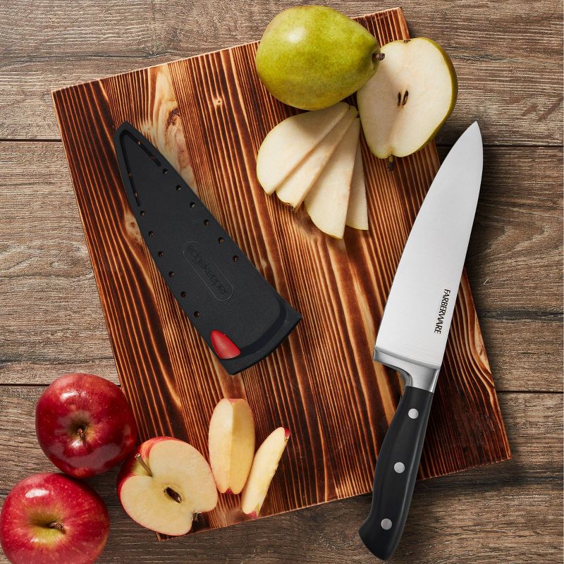 Farberware Edgekeeper 8 Inch Forged Triple Riveted Chef Knife with Self Sharpening Blade Cover
