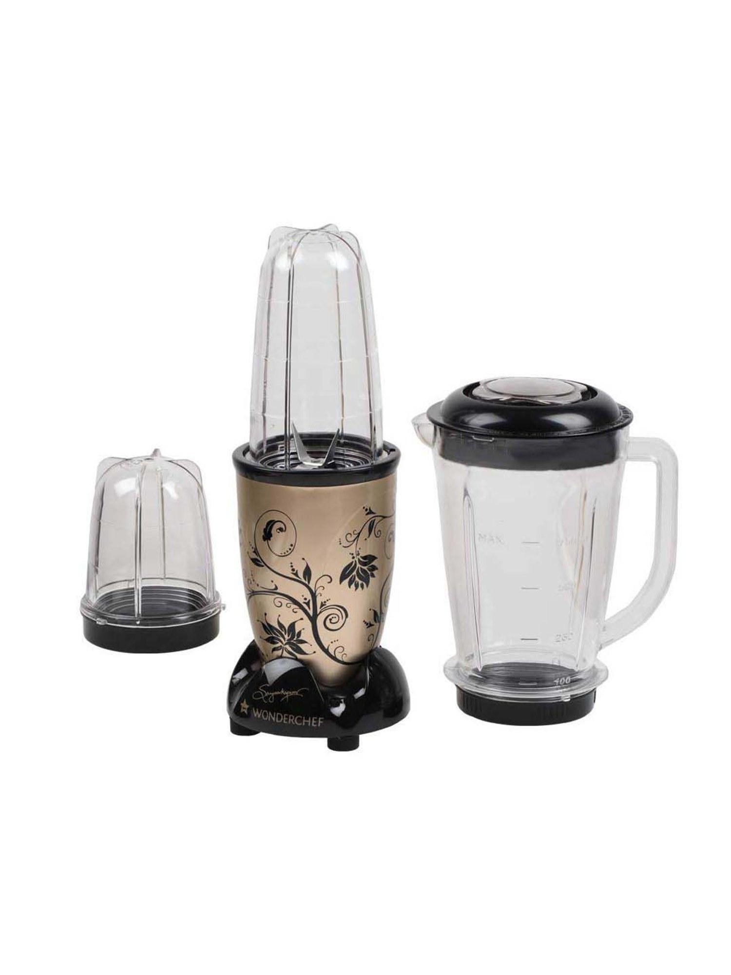 Wonderchef Nutri-Blend 22000 RPM Mixer-Grinder with 3 unbreakable jars (400W, Champagne)