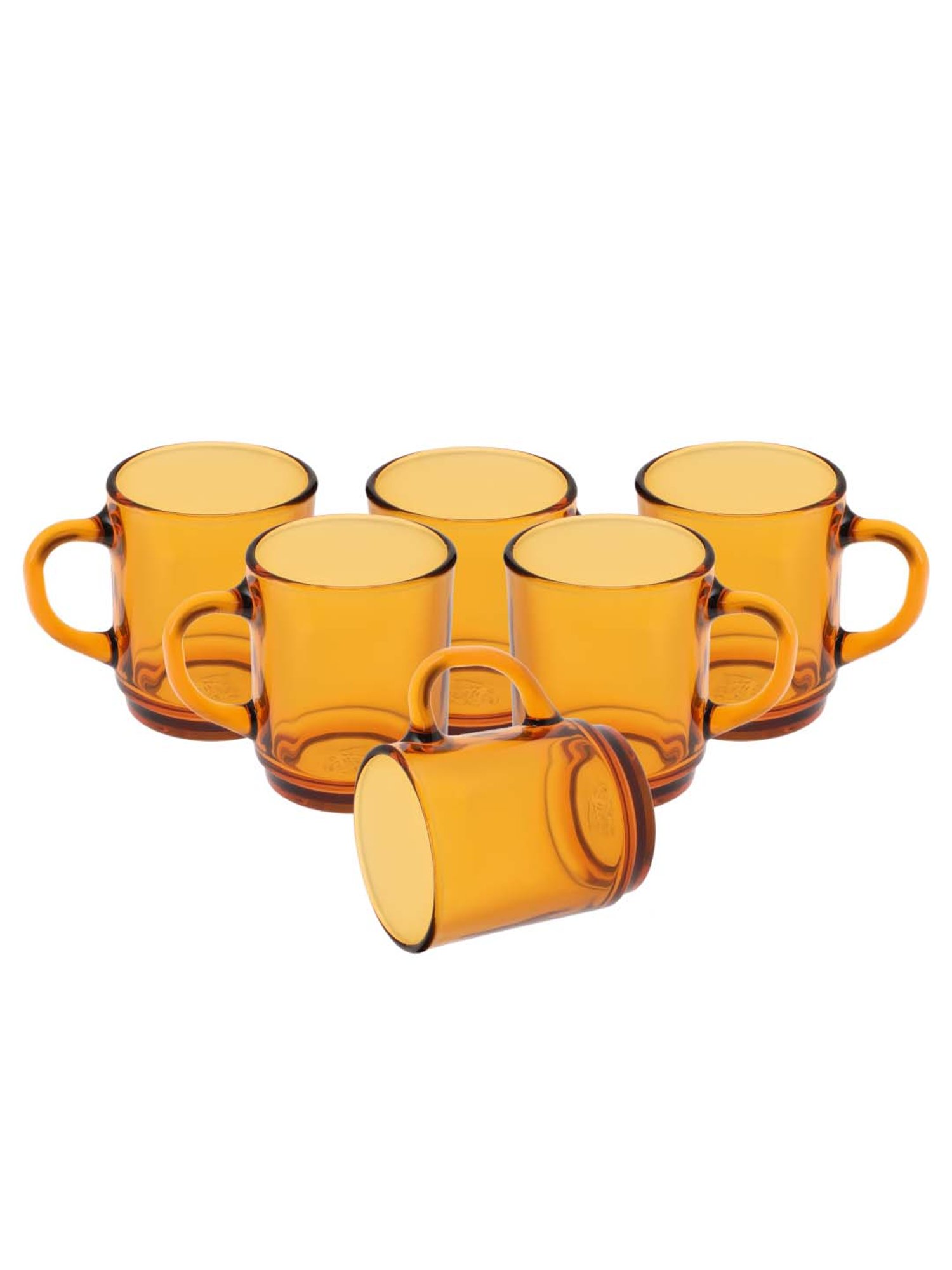Duralex 'Versailles' Orange Glass 10.5 cm Mug (0.26 L) - Set of 6