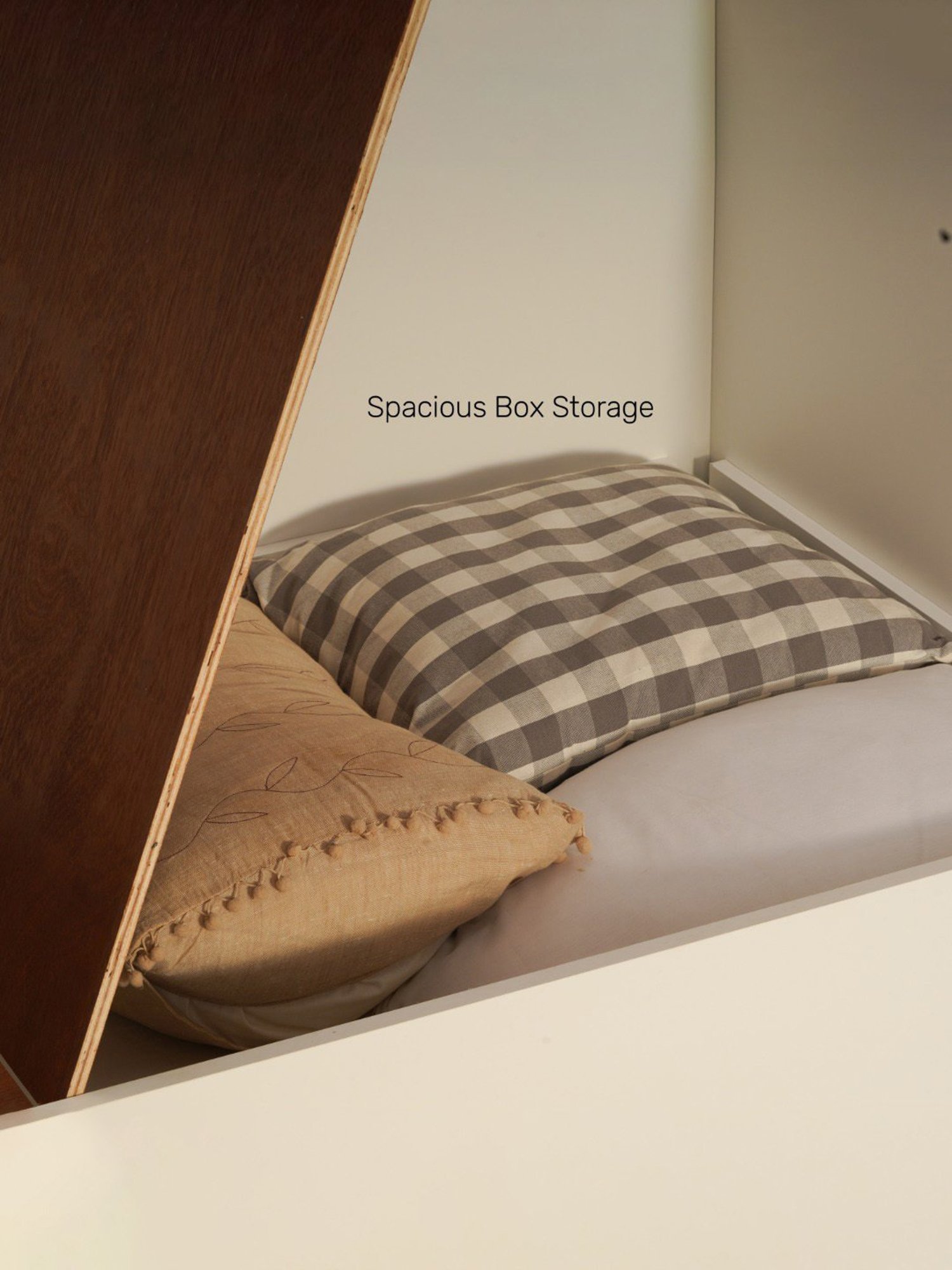 Durian Francis Modern Frosty White & Brown Solid Wood Sofa Cum Bed Walnut Finish