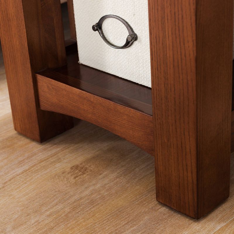 Mission Chair Side End Table With Storage Drawer And Shelf - Medium Oak - Leick Home