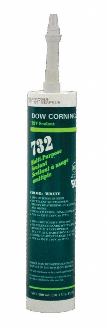 Dow Corning White Sealant, Silicone, 10.1 oz. 10.1 oz. White   1892118