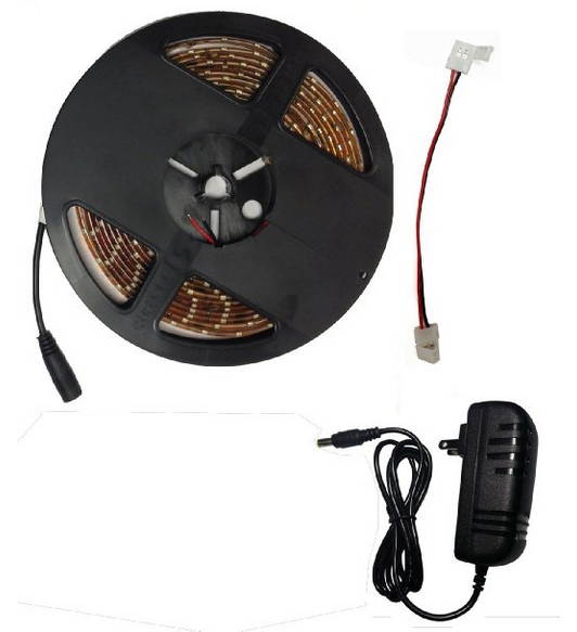 LED2020 Waterproof Green LED Flexible Light Strip, 2A@12VDC, 24Watt, 300 SMD 3528 LEDs, 16.4 Ft, Wire Jumper Included