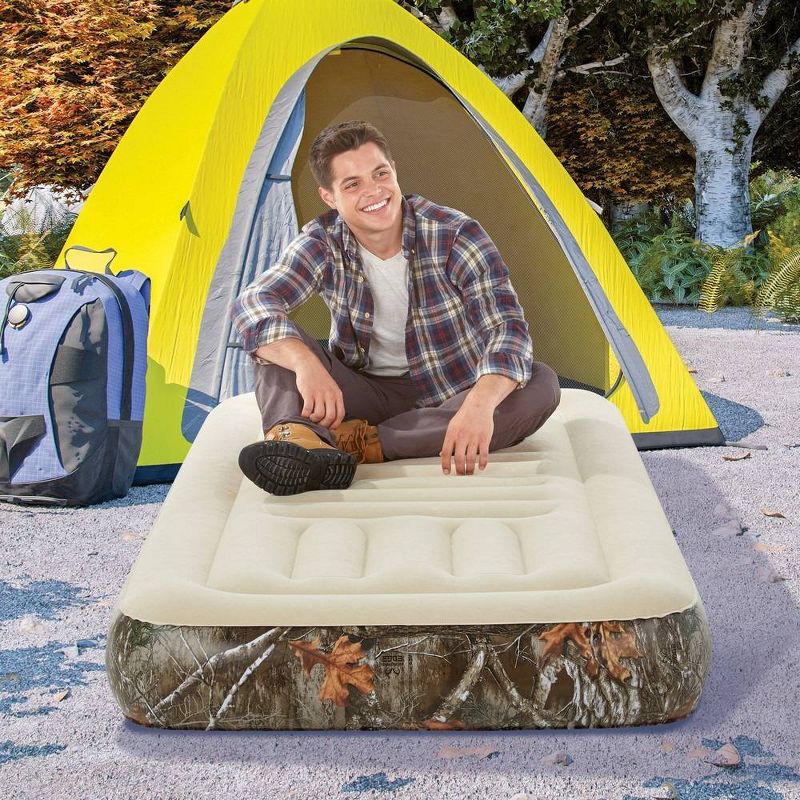 RealTree Edge Camo Lumbar Zone Support 10" Outdoor Air Mattress with Hands-Free Electric Pump - Twin