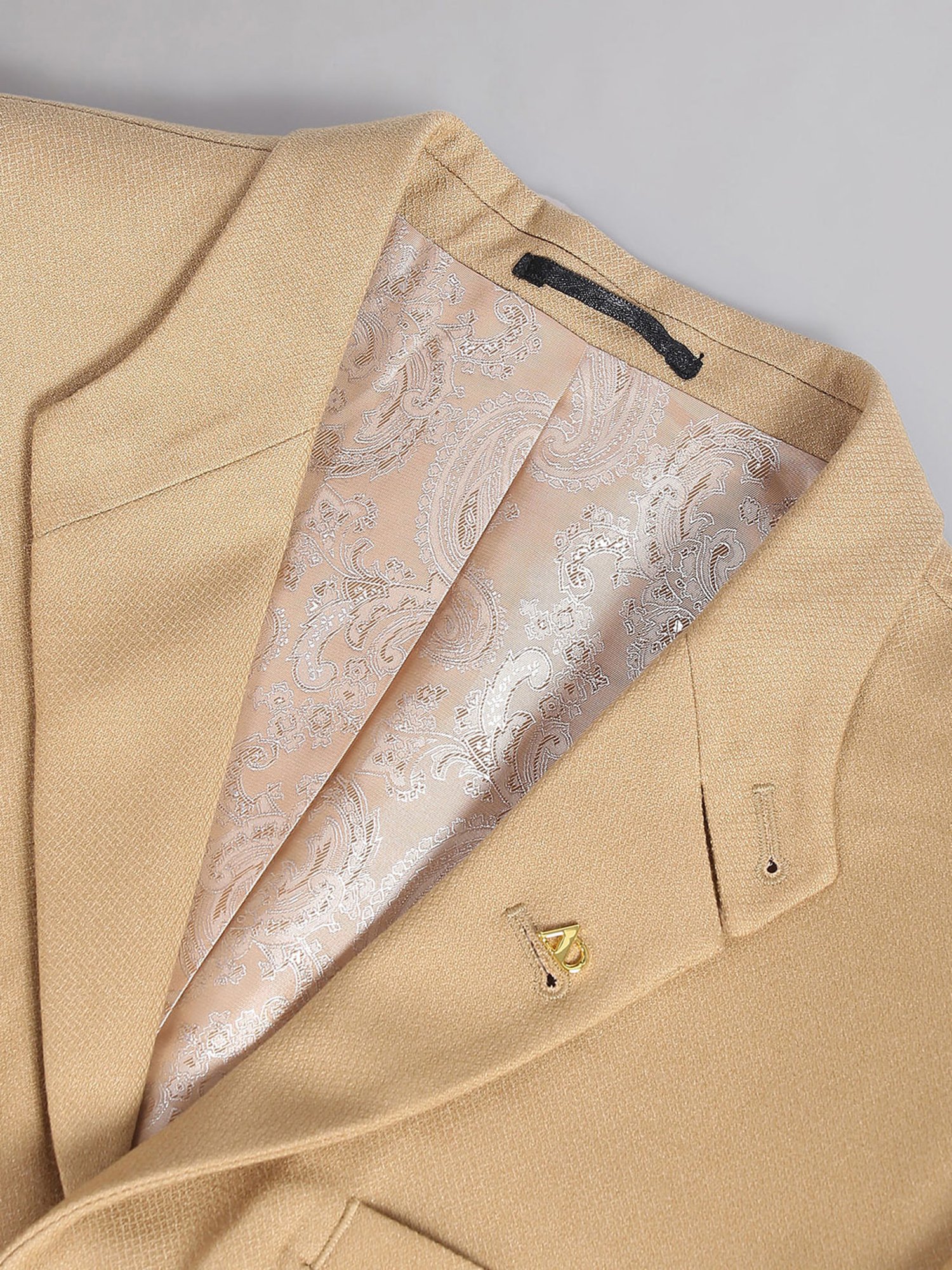 AD by Arvind Beige Regular Fit Textured Blazer