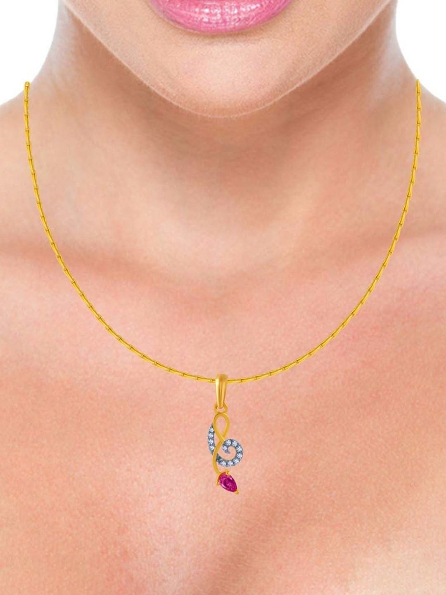 P.C. Chandra Jewellers 14k Yellow Gold American Diamond Pendant