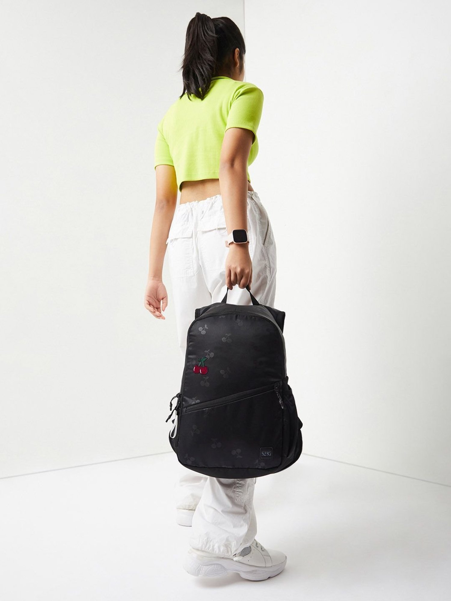 Wiki Back to School Black Polyester Printed Backpack - 22 Ltrs