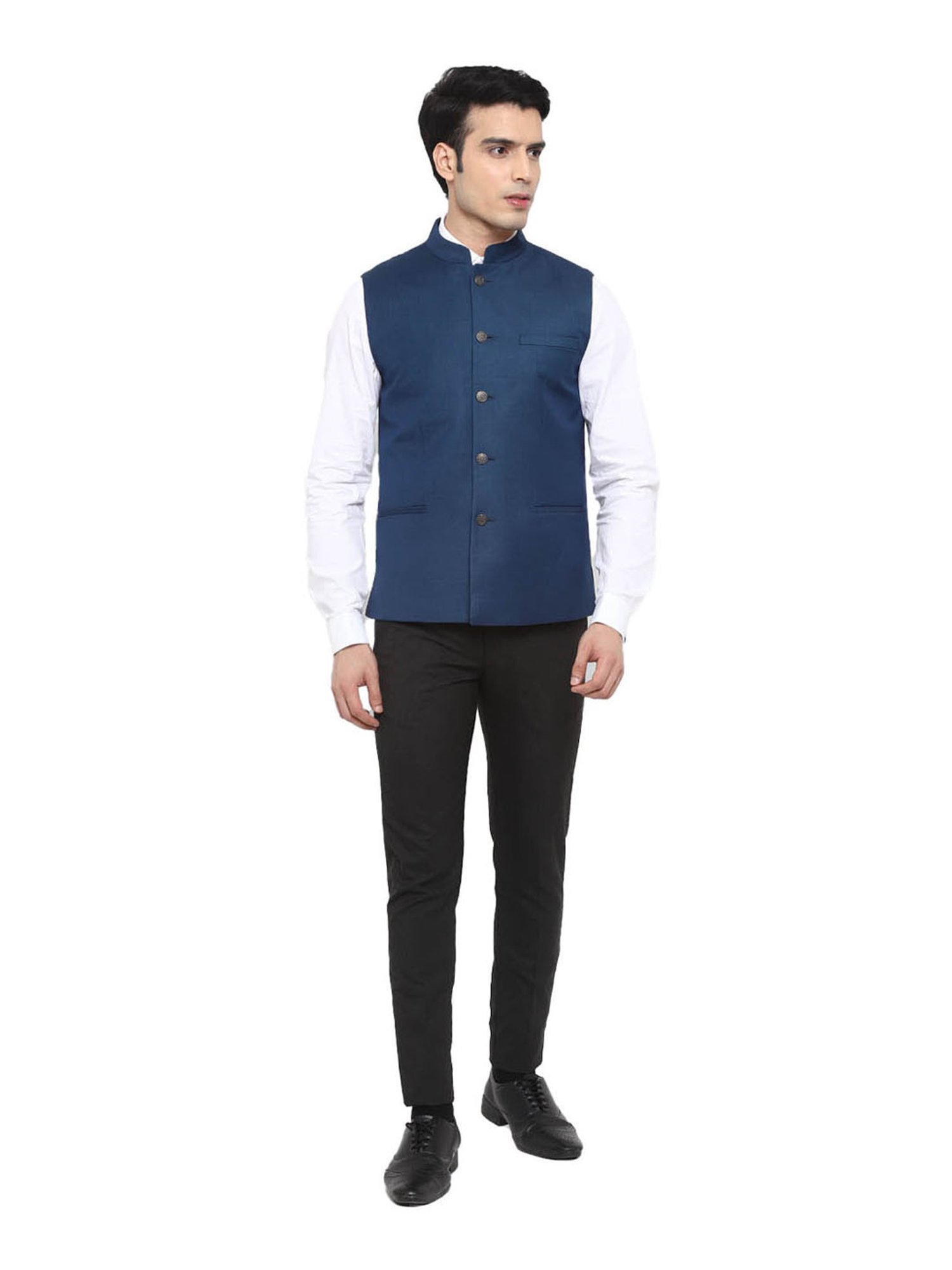 Turtle Blue Regular Fit Nehru Jacket
