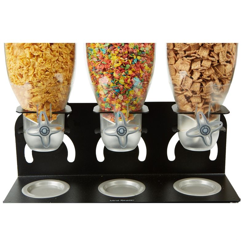 Mind Reader Heavy Duty Metal Cereal Triple Dispenser, Black