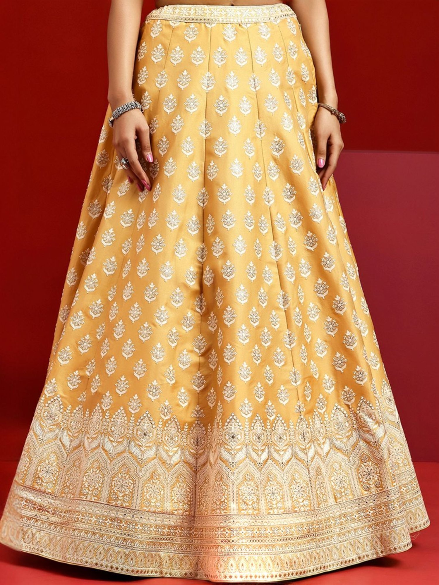 Libas Art Yellow Embroidered Lehenga Choli Set With Dupatta