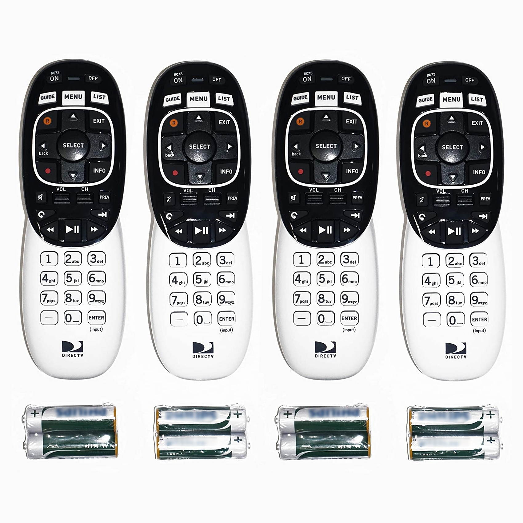 Lot of 4 DirecTV RC73 remote controls for Genie HR34 HR44 all HD DirecTV brand receivers