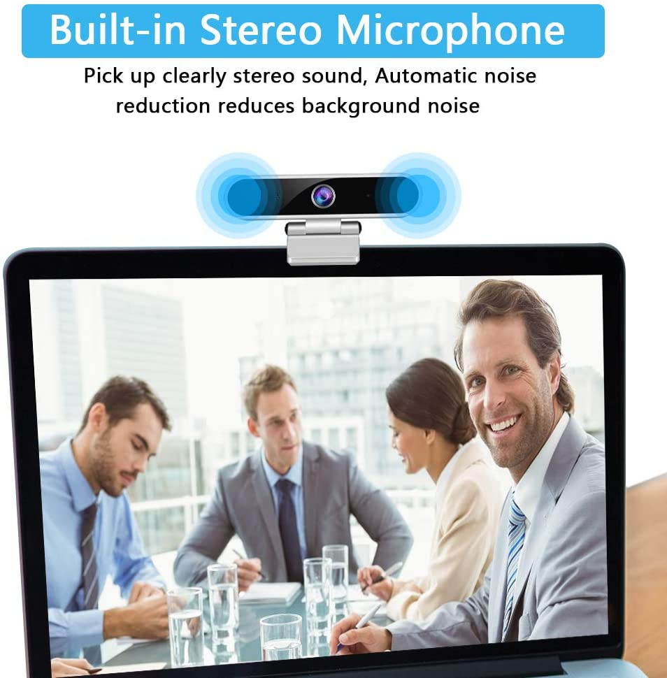 Webcam with Microphone,Camera for Computer Desktop 1080P HD Webcam,Plug and Play USB Webcam for Laptop Flexible Rotatable Clip and Tripod,Privacy Cover for Video Calling Recording Conferencing