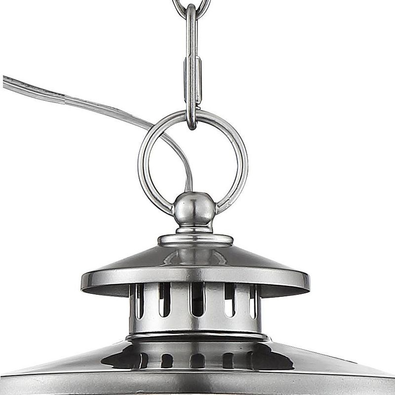 Franklin Iron Works Industrial Outdoor Lighting Hanging Lantern Chrome 13 1/2" Clear Seedy Glass for Exterior House Porch Patio