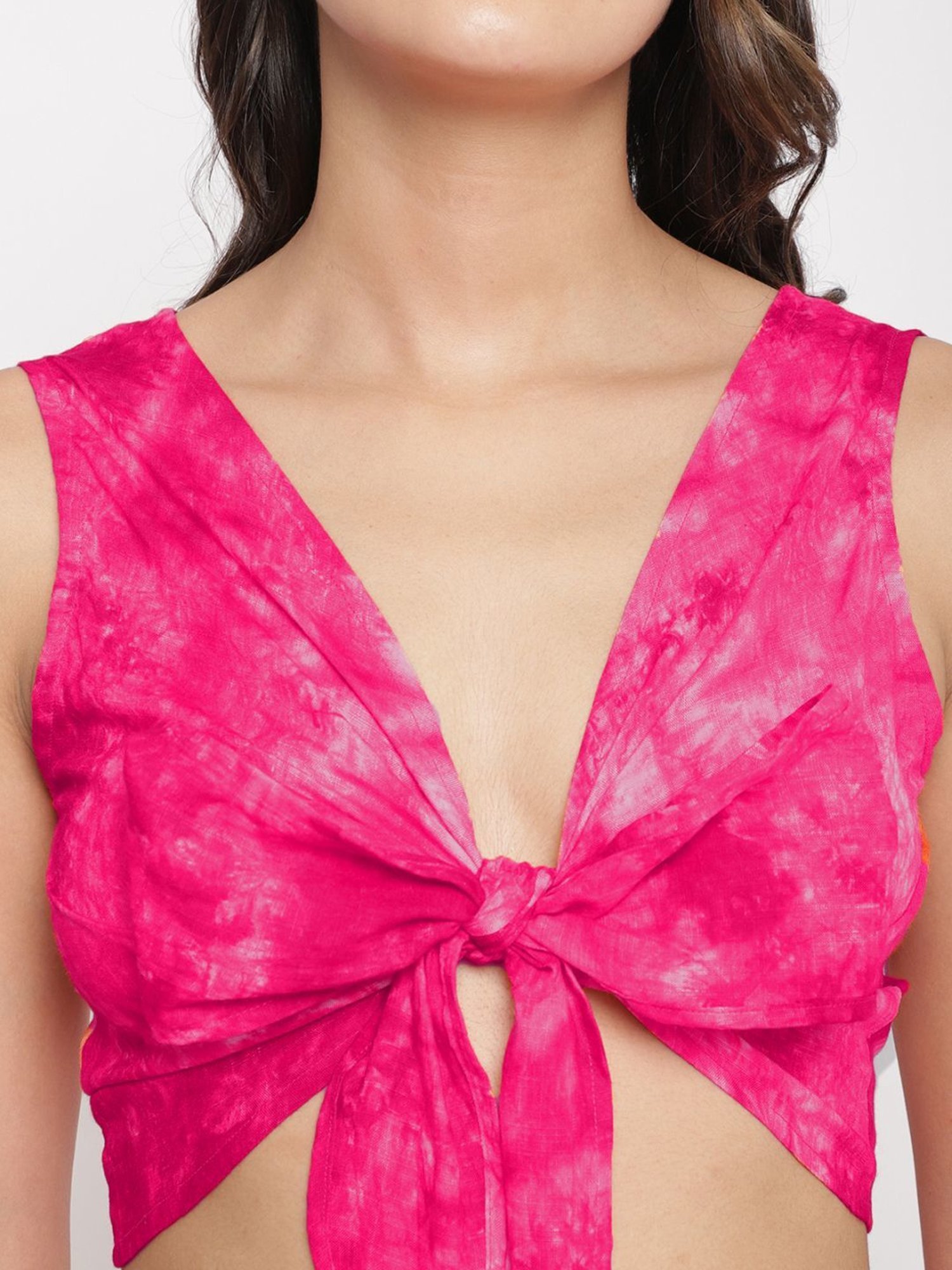 Erotissch Pink Cotton Cotton Tie & Dye Beachwear Co-Ord Set