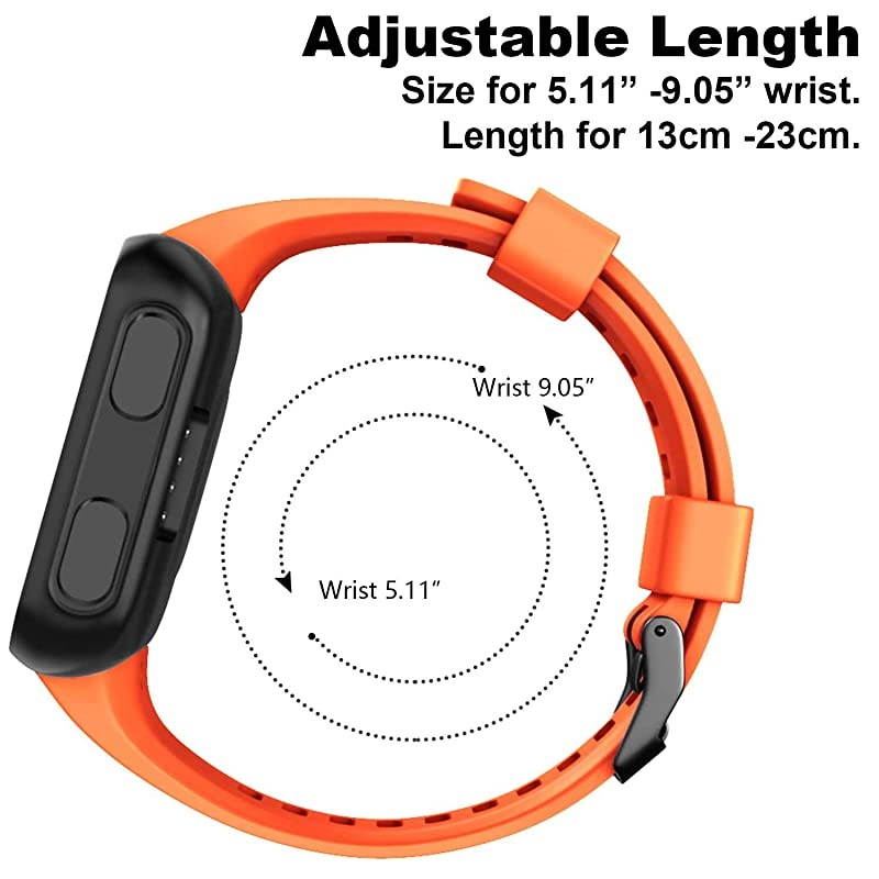 Band Compatible with Garmin Forerunner 35 Soft Silicone Replacement Watch Band Strap for Garmin Forerunner 35 Smart Watch Orange Black buckle