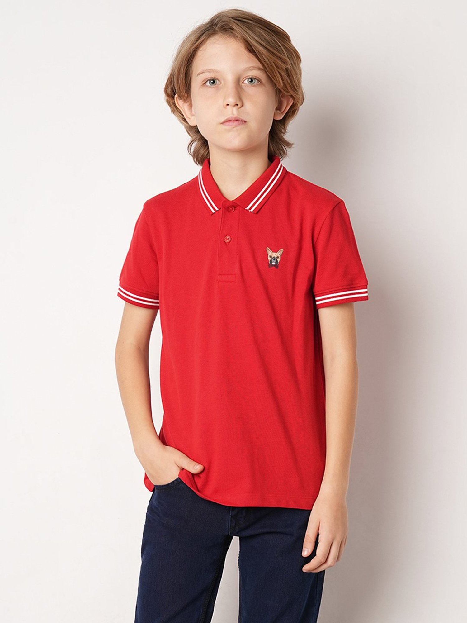 Pantaloons Junior Multicolor Cotton Striped Polo T-Shirt