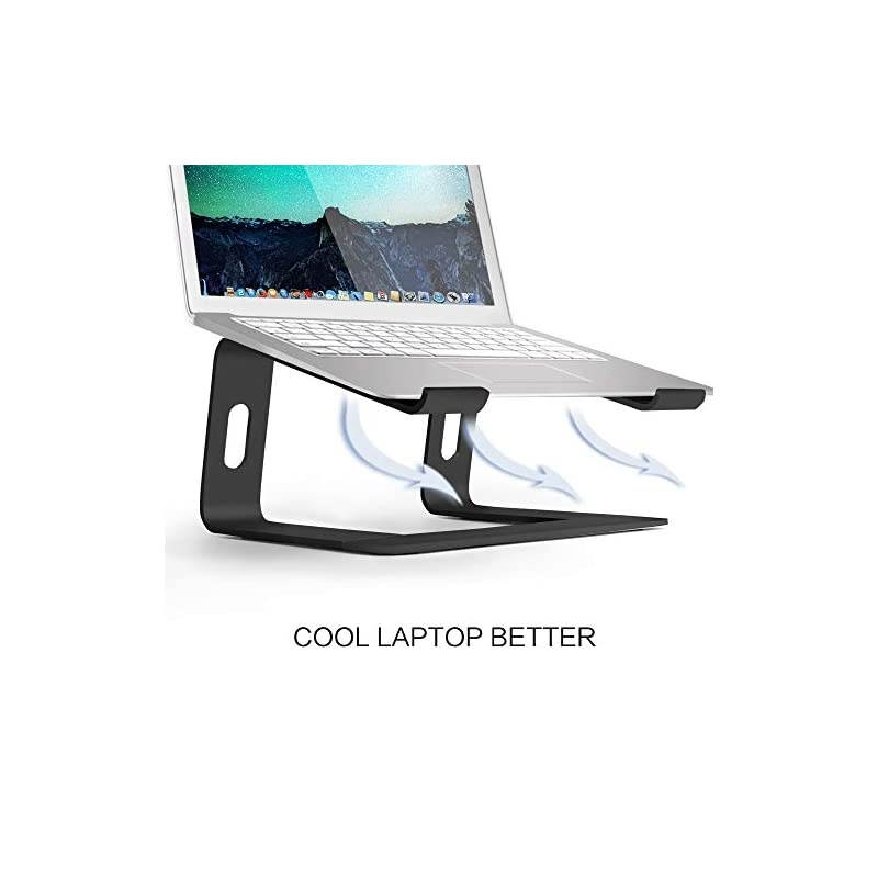 Aluminum Laptop Stand for Desk Compatible with Mac MacBook Pro Air Apple Notebook Portable Holder Ergonomic Elevator Metal Riser for 10 to 156 inch PC Desktop Computer LS1 Black