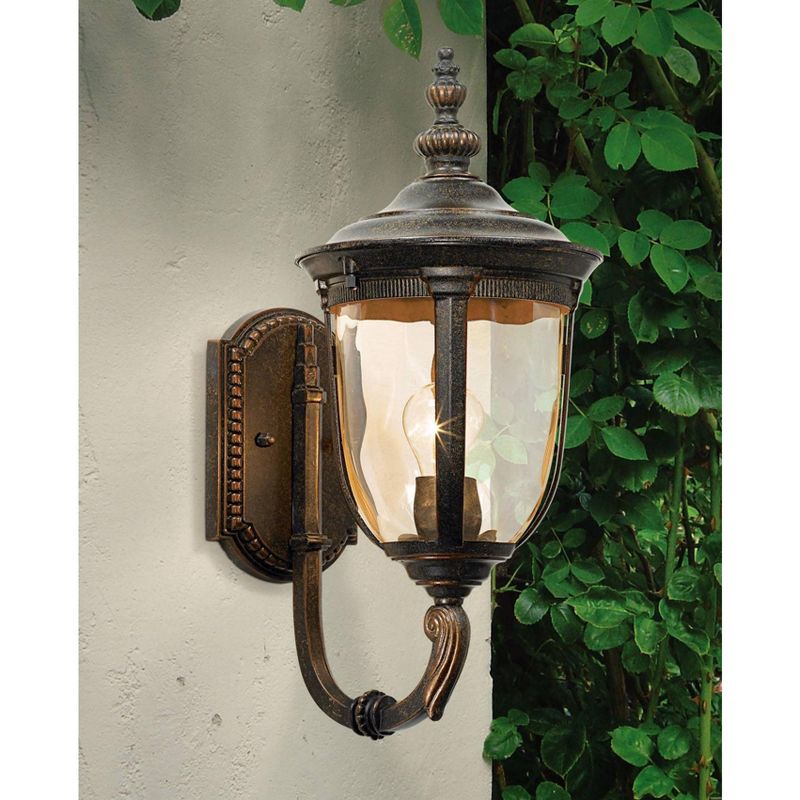 John Timberland Bronze Outdoor Wall Light Vintage Curved Arm Sconce Fixture for Exterior House Patio Porch