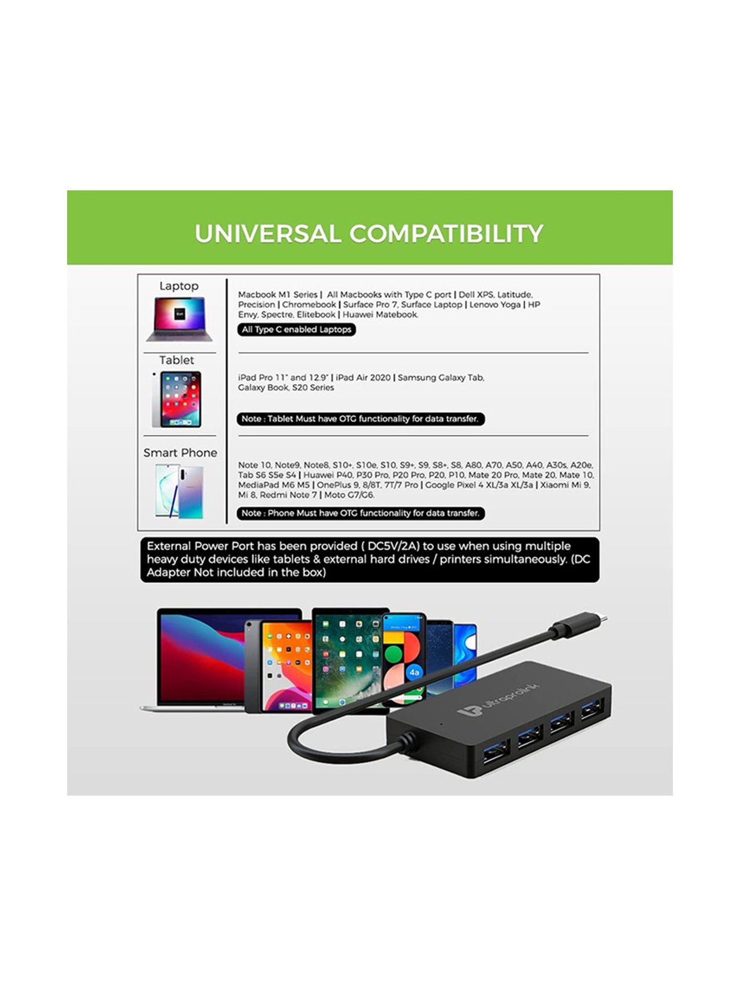 UltraProlink UL1054 iExpand USB Type C 3.1 (Gen 1) to USB-A 3.0 x 4 Port Hub