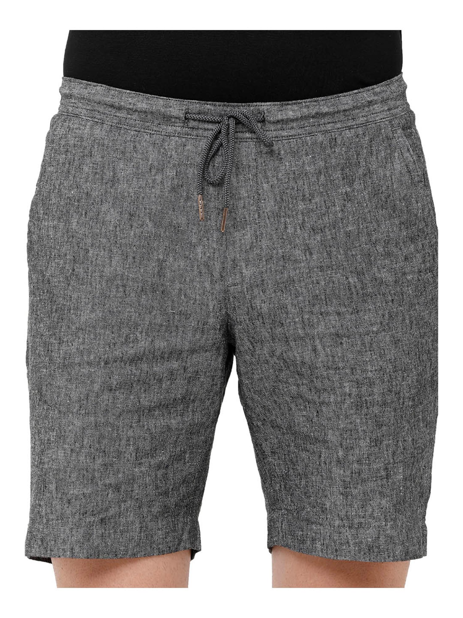 Cavallo By Linen Club Black Textured Shorts
