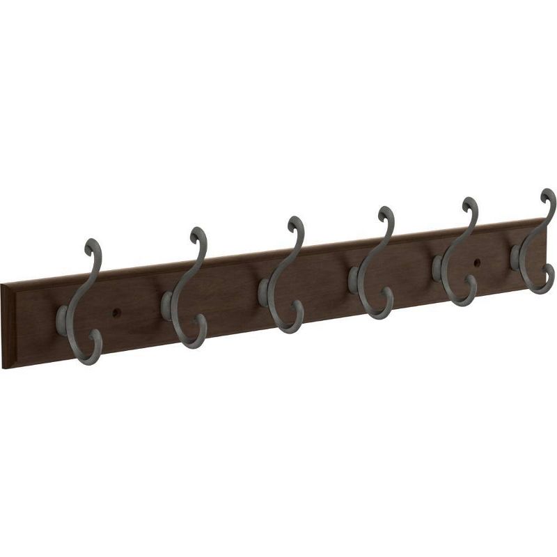 Franklin Brass 24" Rail With 6 Light Duty Scroll Decorative Hook Rack Cocoa Soft Iron