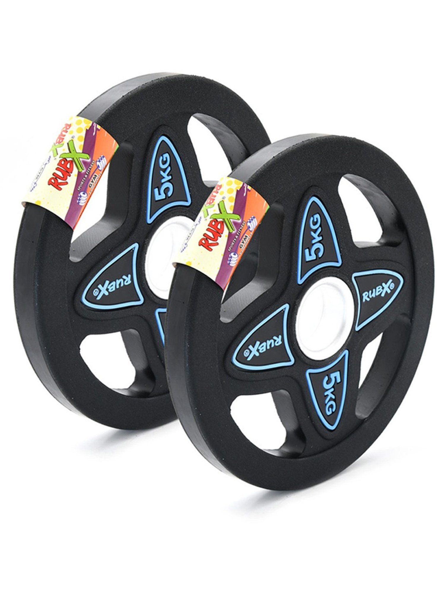 RUBX Rubber Coated Solid Weight Plate (31 MM Home Gym Weight Plates, 5 Kg x 2pc (Total = 10 kg))