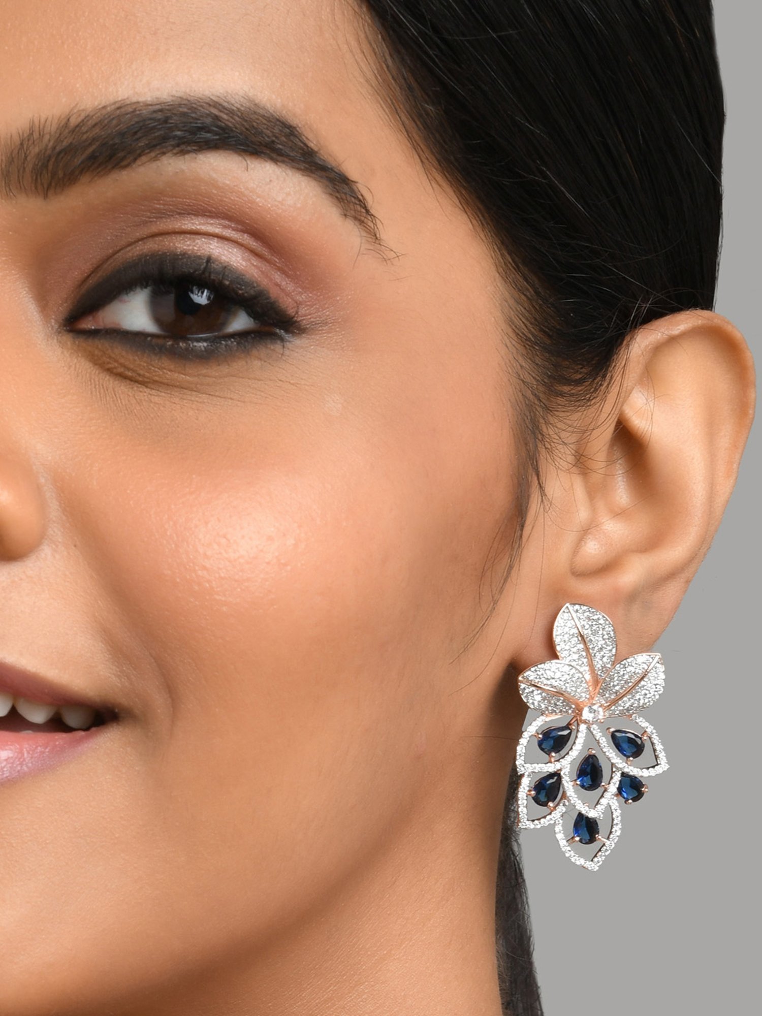 Fida American Diamond Blue Stud Earrings