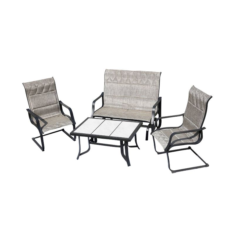 4pc Conversation Steel Patio Seating Sets Gray - Lokatse