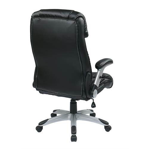 Office Star-Work Smart ECH38665A-EC3 Executive Eco Leather Chair in Silver-Black