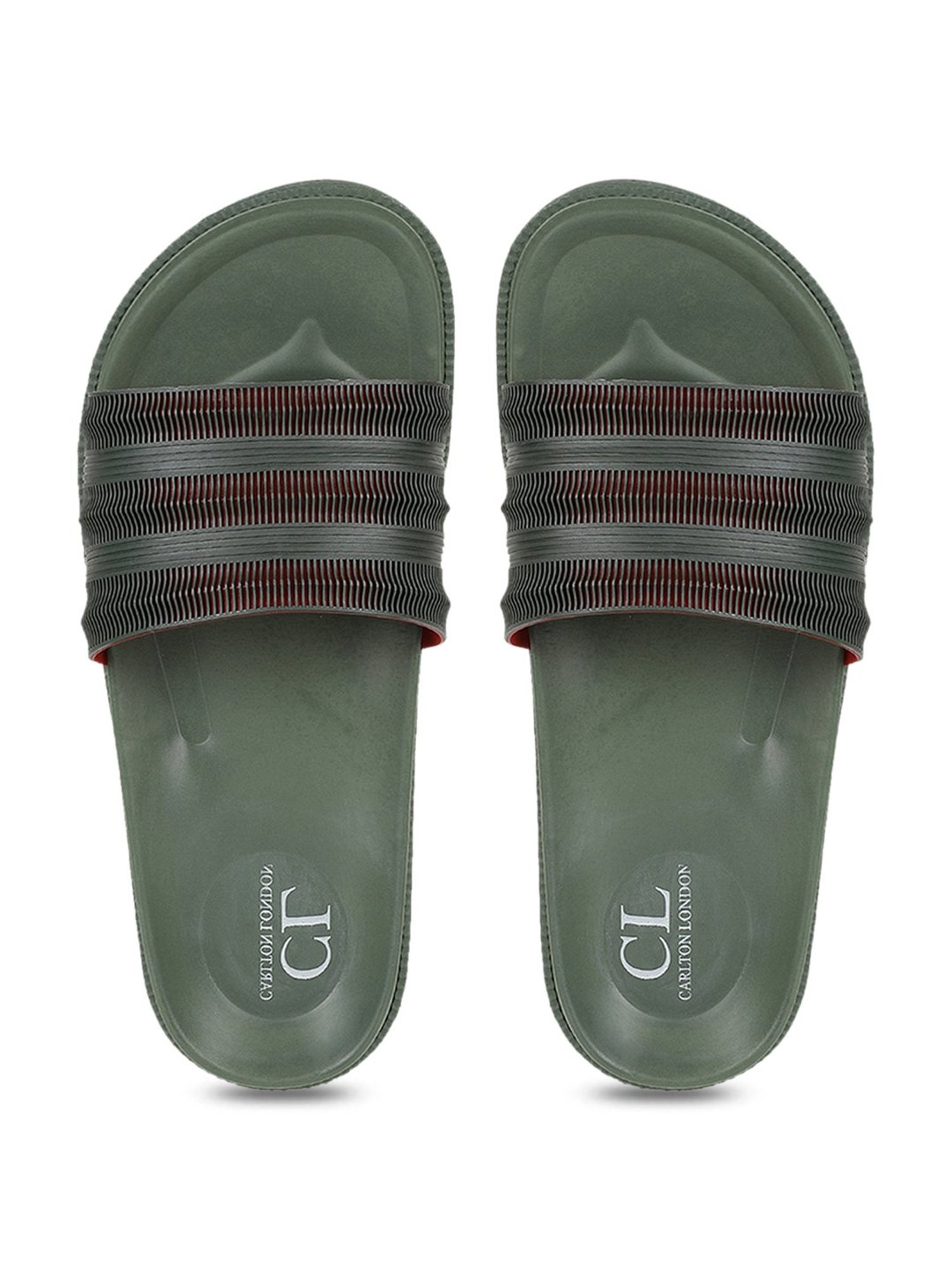 Carlton London Men's Olive Green Slides