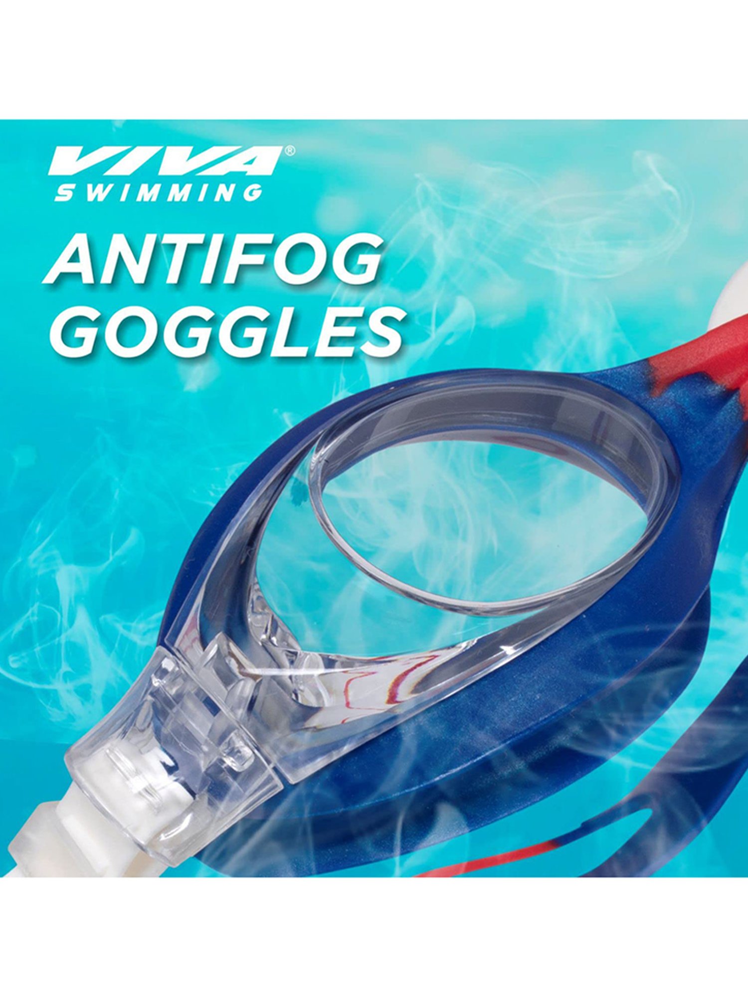 Viva Swimming Counrty High Performance Double Silicone Strap Anti Fog Googgle (Multicolor)
