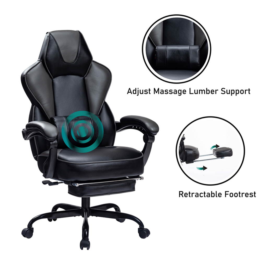 VON RACER Reclining Gaming Chair with Large Lumbar Support Cushion Racing Style Video Game PC Computer Gamer Gaming Chairs Ergonomic Office High Back Chair