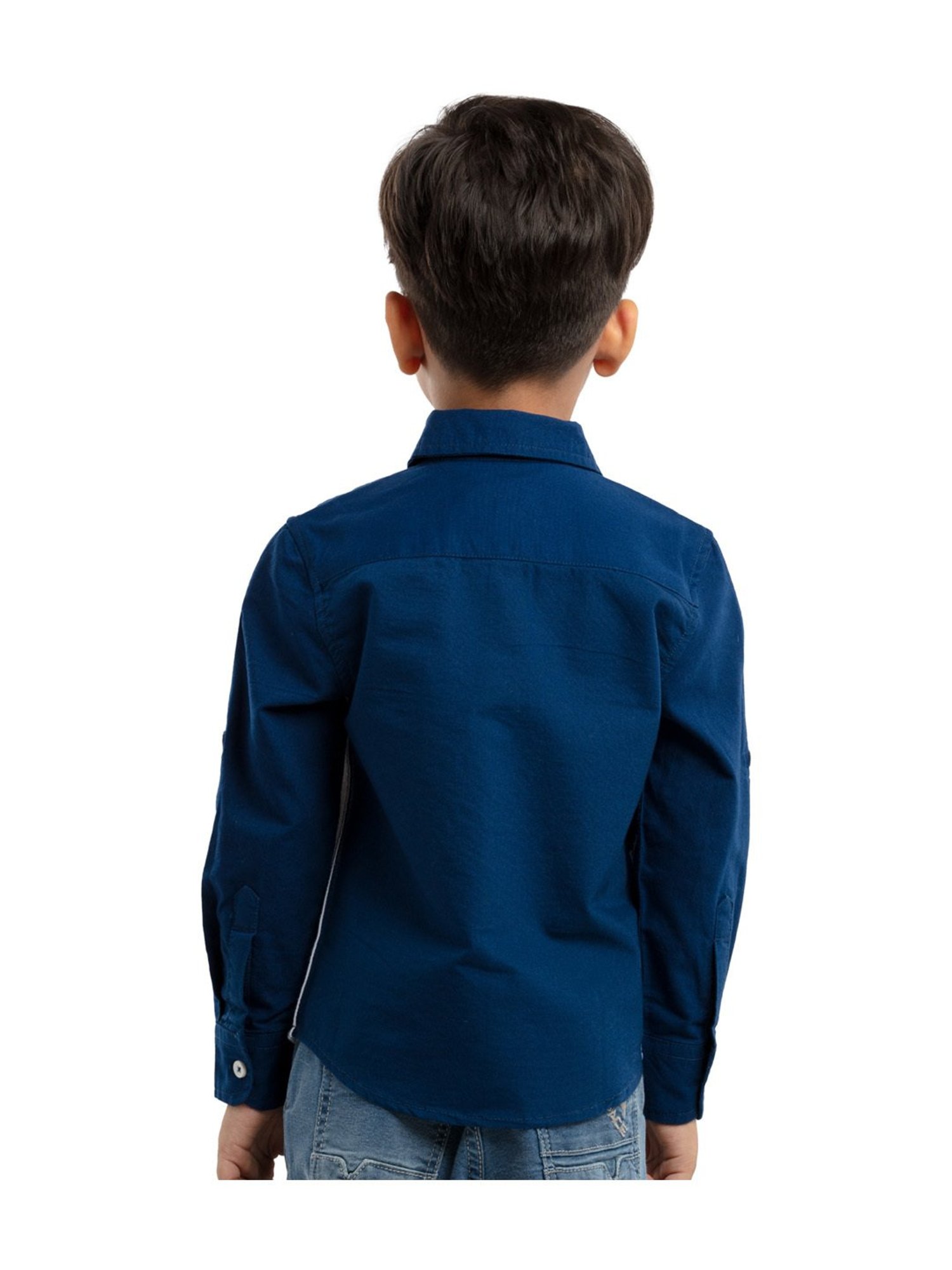 Under Fourteen Only Kids Navy & White Color Block Full Sleeves Shirt