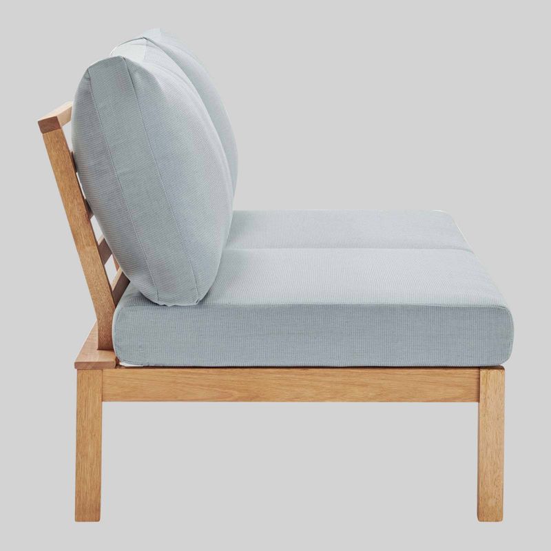 Freeport Karri Wood Outdoor Patio Loveseat with Left-Facing Side End Table - Blue - Modway