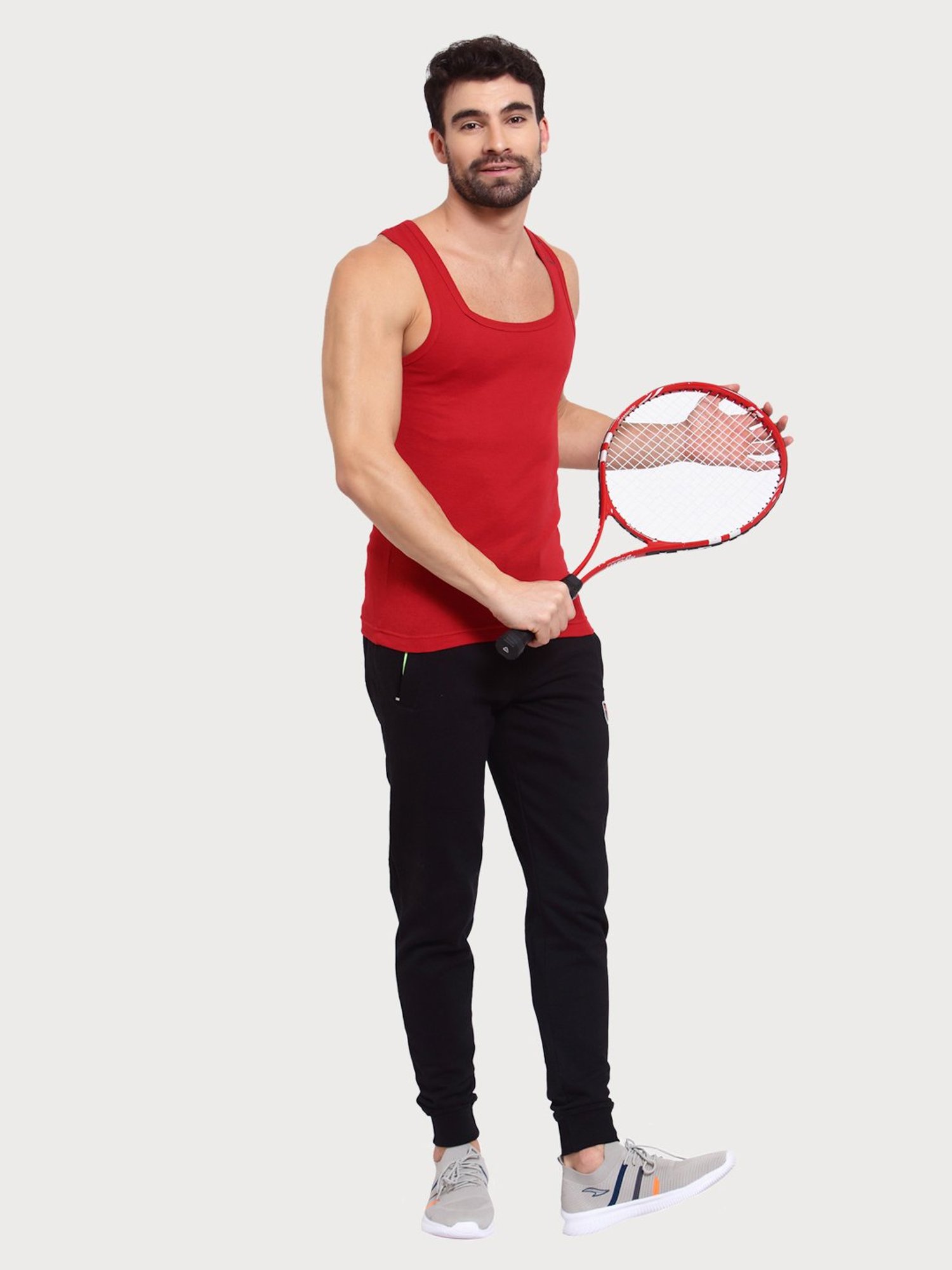 Zoiro Navy Melange & Red Regular Fit Vest - Pack of 2