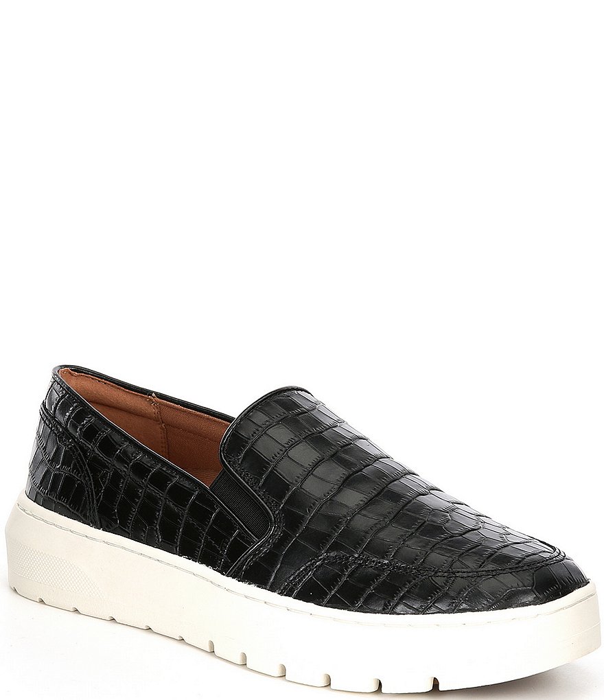 Vionic Dinoracroc Croc Embossed Leather Slip-On Sneakers
