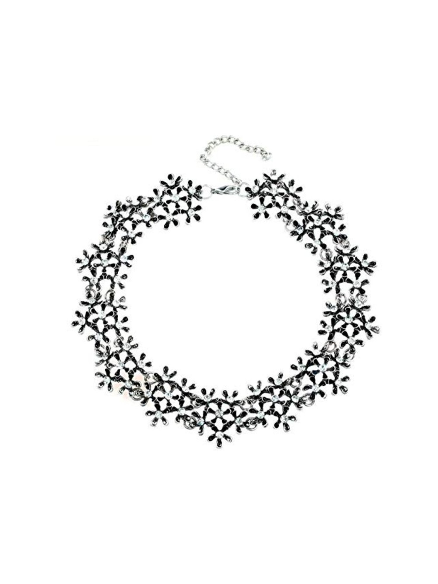 YouBella Jewellery for Women Silver Plated Statement Choker Necklace Jewellery for Girls/Women