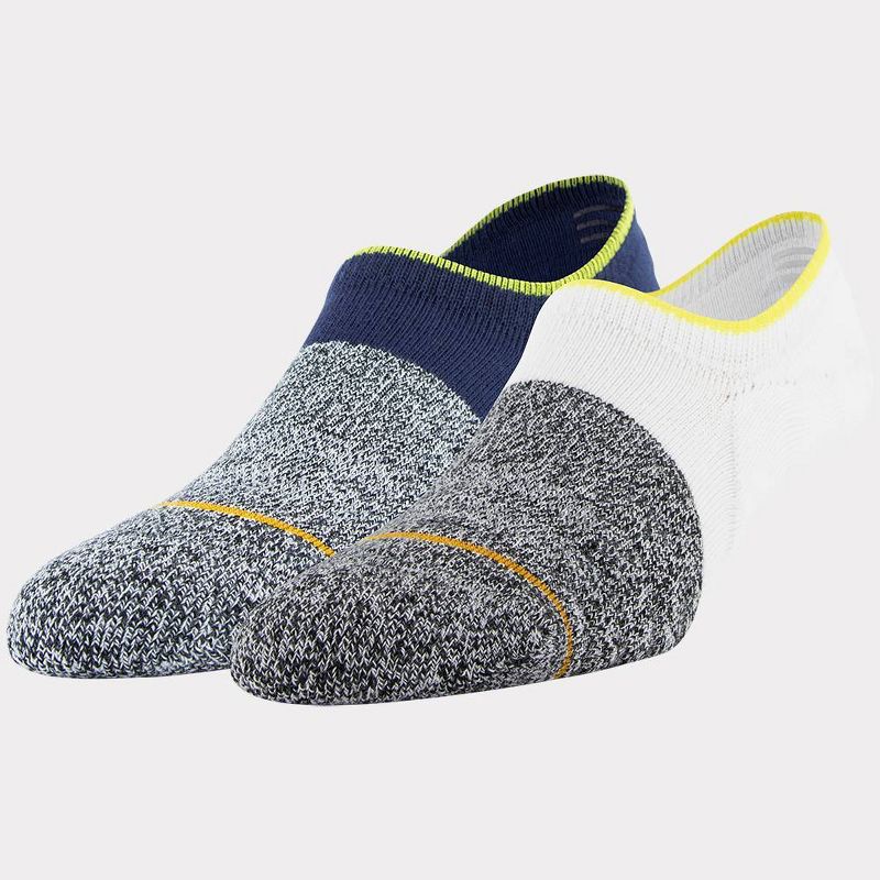 Signature Gold by GOLDTOE Men's Native Nomad Invisible Sneakers Colorblock Socks 2pk - White 6-12.5
