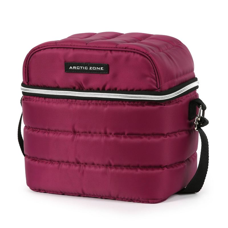Arctic Zone Crossbody Quilted Lunch Bag - Red/Violet