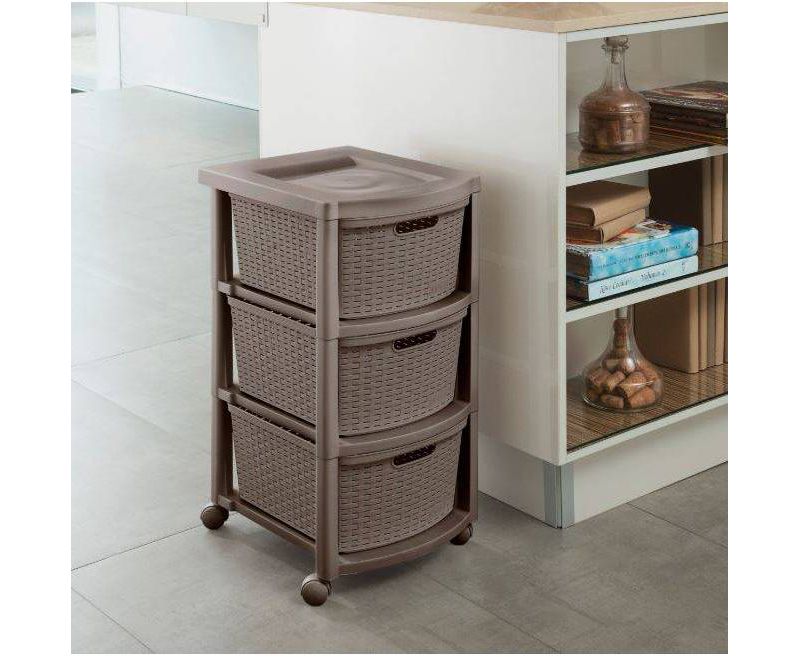 3 Drawer Rolling Cart Wengue - Inval