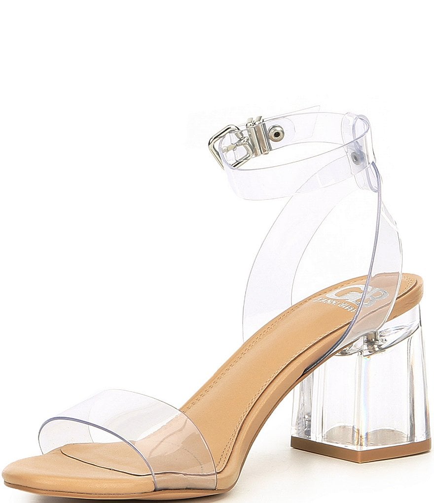 GB New-Skool Vinyl Two-Piece Ankle Strap Block Heel Dress Sandals