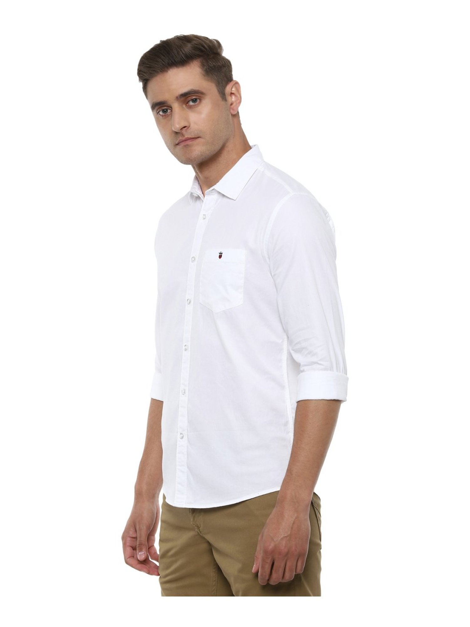 Louis Philippe Jeans White Cotton Slim Fit Shirt