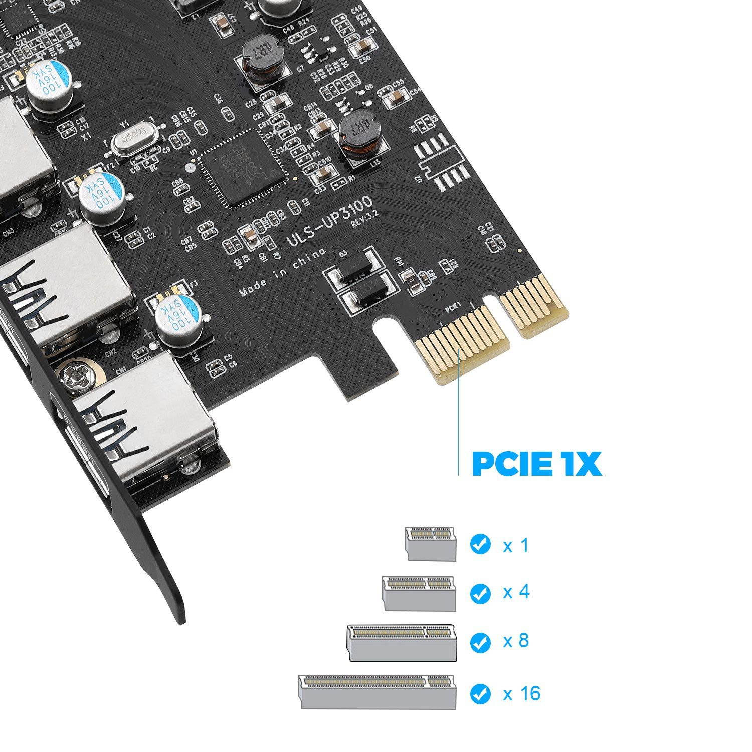 PCI-E to USB3.0+Type C Expansion Card (PCIe Card) 3 Ports Super-speed USB 3.0 PCI Expansion Card for Windows MAC