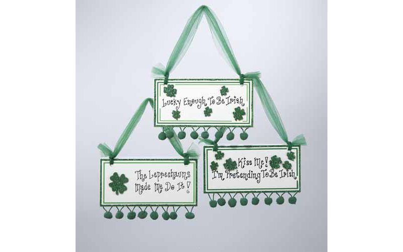 Kurt S. Adler 6" Luck of the Irish "Lucky Enough To Be Irish" Plaque Christmas Ornament - Green