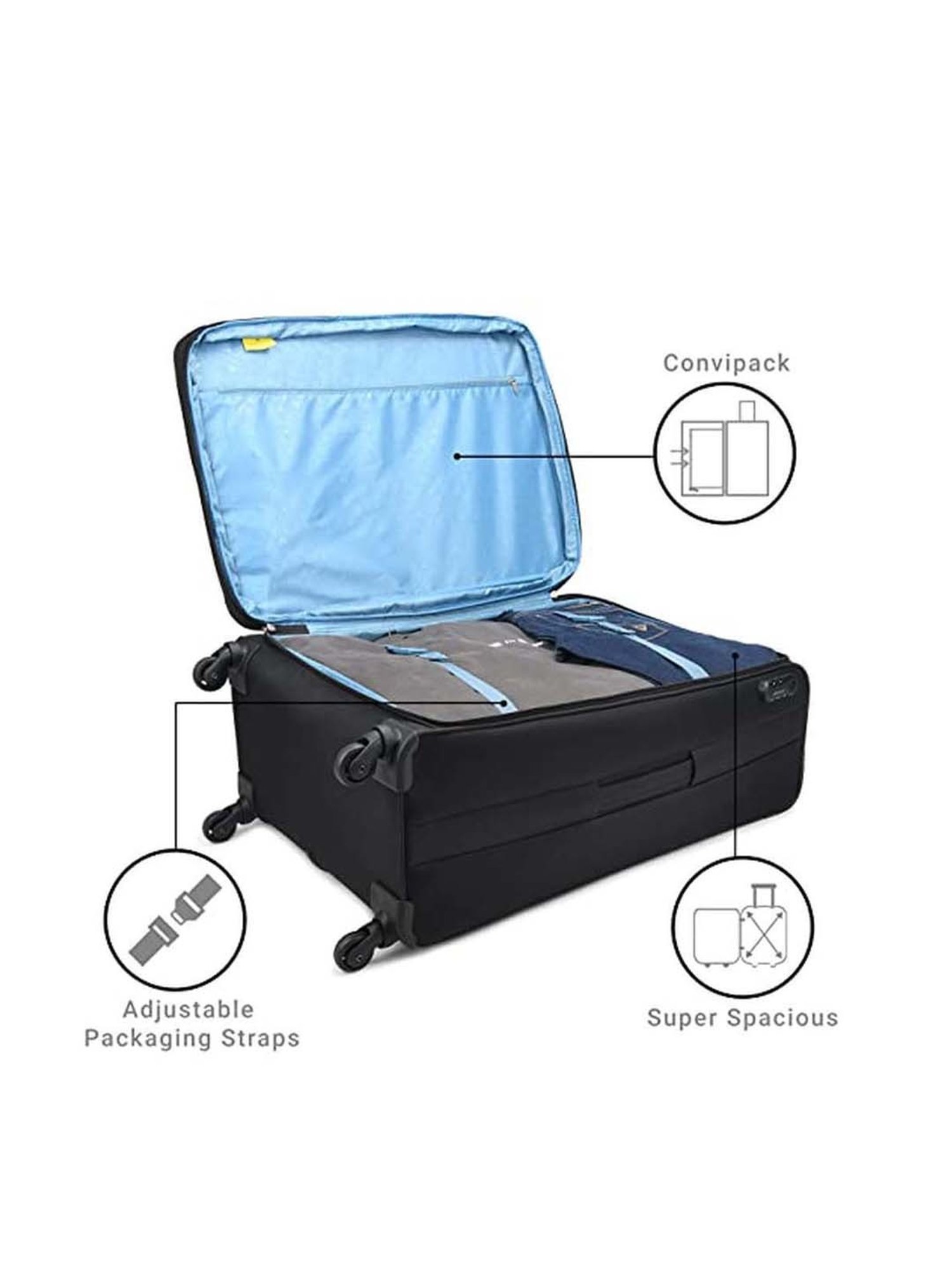 Aristocrat Commander Black Solid Soft Large Trolley Bag - 36 cm