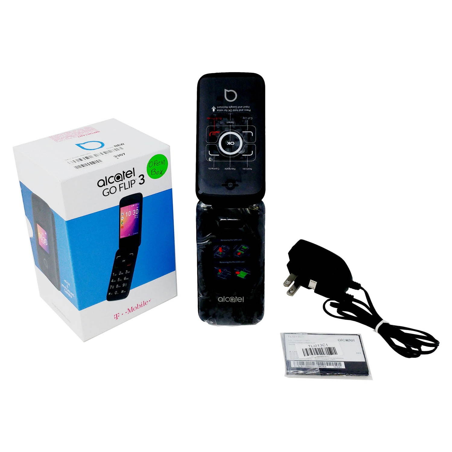 OB Alcatel Go Flip 3 4052W T-Mobile 2.8 in TN TFT Display 4G LTE Flip Phone - Prime Black