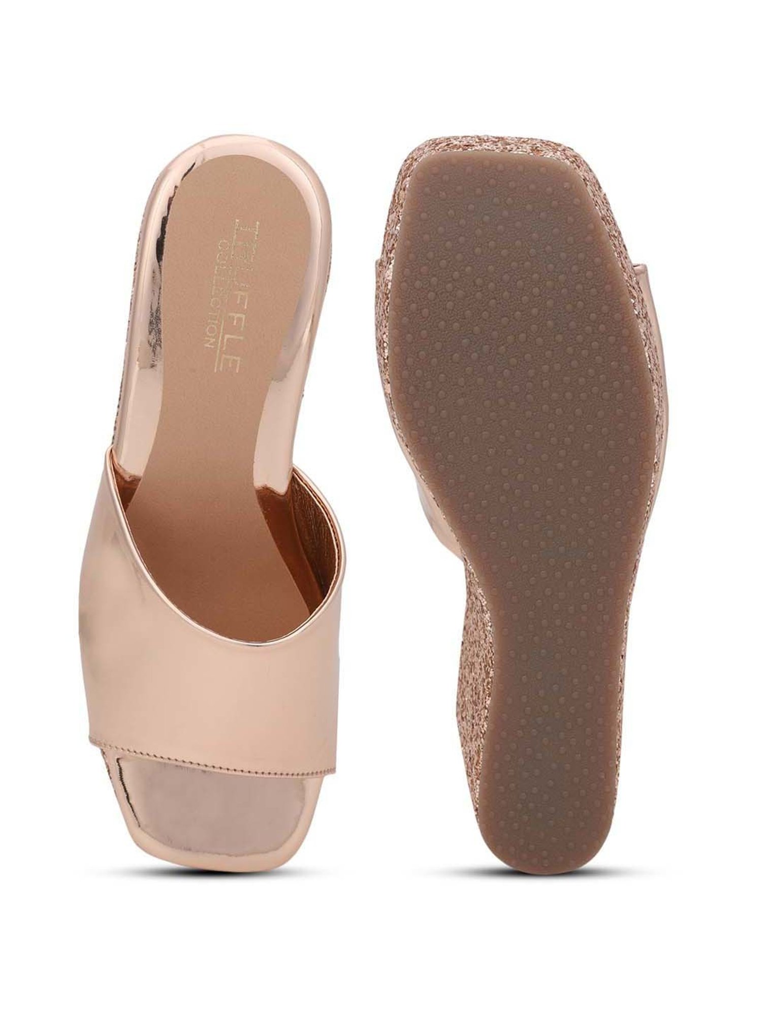 Truffle Collection Women's Rose Gold Casual Wedges