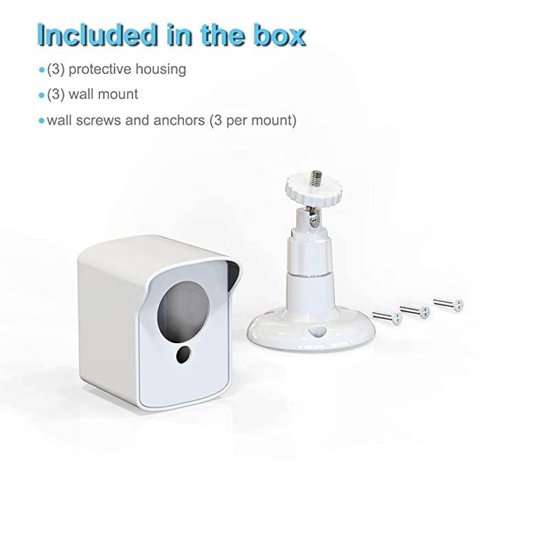 Cam Outdoor Mount Upgraded Protective Cover and 360 Degree Adjustable Wall Mount for Cam V2 Indoor Outdoor Home Security Camera White 3 Pack
